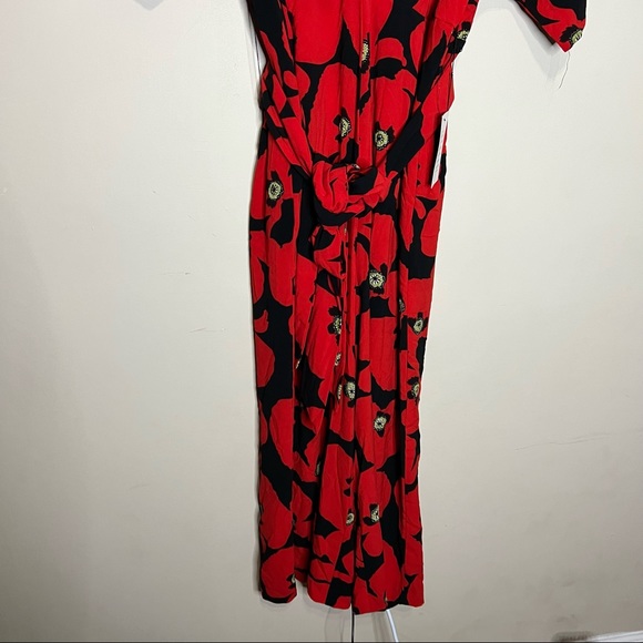 NWT ELOQUII WIDE LEG FLORAL RED JUMPSUIT SIZE 14 - Picture 4 of 12